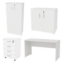 Ver imagem 6 de Kit 4 Peças com Mesa para Escritório, Gaveteiro e 2 Armários