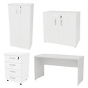 Ver imagem 6 de Conjunto 4 Peças com Mesa para Escritório, Gaveteiro e 2 Armários Branco