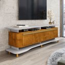 Ver imagem 1 de Rack para Tv até 75 Polegadas Océane 3 Portas Off White/naturalle Fresado - Pnr Móveis