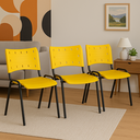 Ver imagem 1 de Kit 3 Cadeiras Iso Fixa Empilhável Escola Igreja Salão:amarelo
