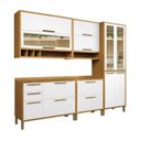 Ver imagem 3 de Cozinha Completa Modulada 100% MDF 5 Peças 11 Portas 4 Gavetas e Vidro 274cm Vicenza Espresso Móveis Branco/Amêndoa