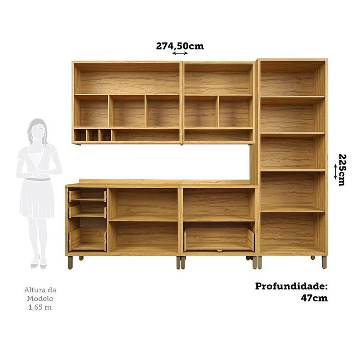 Cozinha Modulada Completa com 5 Peças 11 Portas e Vidro Reflecta 100% Mdf Vicenza Espresso Móveis - 3