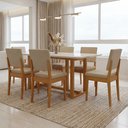 Ver imagem 1 de Conjunto Sala de Jantar 6 Lugares Retangular com Tampo de Vidro Mesa Filadélfia Cadeiras Miami