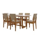 Ver imagem 2 de Conjunto Sala de Jantar 6 Cadeiras Tampo de Vidro Filadélfia Natural Cerejeira/Palha