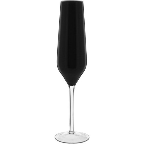 Jogo 2 Peças Taça de Vidro 195ml Preto 26x7x7cm Vinho Água Espumante Champagne