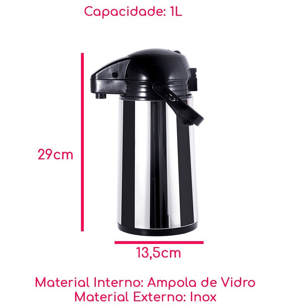 Garrafa Térmica Inox Air Pot 1l Class Home - 4