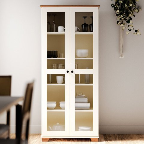 Cristaleira de Vidro em MDF e Madeira Maciça Ananda CabeCasa MadeiraOriginals