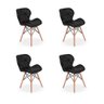Cadeira Charles Eames Eiffel Slim Wood Estofada Preta 4 Unidades - 1