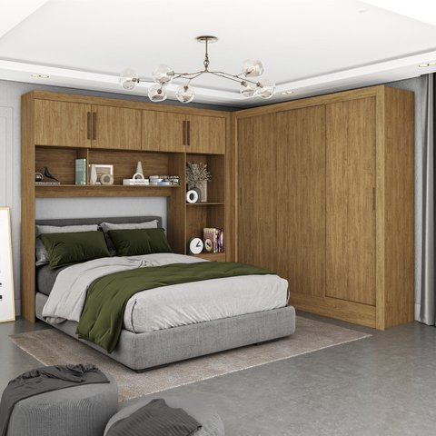 Guarda-Roupa Casal Modulado 4 Portas Santiago 3 Portas 5 Gavetas Marrom/Cinamomo