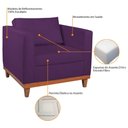 Ver imagem 7 de Kit Sofá 3 Lugares e 2 Poltronas Europa 180 cm Estilo Conforto e Elegância Suede Roxo - Amarena