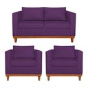 Ver imagem 1 de Kit Sofá 3 Lugares e 2 Poltronas Europa 180 cm Estilo Conforto e Elegância Suede Roxo - Amarena