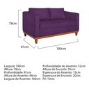 Ver imagem 4 de Kit Sofá 3 Lugares e 2 Poltronas Europa 180 cm Estilo Conforto e Elegância Suede Roxo - Amarena
