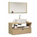 Ver imagem 2 de Conjunto Siena Gabinete Banheiro 80cm com Cuba e Espelheira:freijo