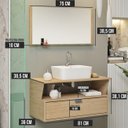 Ver imagem 3 de Conjunto Siena Gabinete Banheiro 80cm com Cuba e Espelheira:freijo