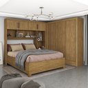 Ver imagem 1 de Guarda-Roupa Casal Modulado 4 Portas com Cama Santiago 3 Portas 5 Gavetas Marrom/Cinamomo
