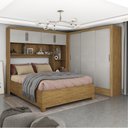 Ver imagem 1 de Guarda-Roupa Casal Modulado 4 Portas com Cama Santiago 3 Portas 5 Gavetas Bege/Cinamomo/Off White