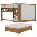 Ver imagem 3 de Guarda-Roupa Casal Modulado 4 Portas com Cama Santiago 3 Portas 5 Gavetas Bege/Cinamomo/Off White