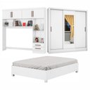 Ver imagem 3 de Guarda-Roupa Casal Modulado 4 Portas com Cama Santiago 3 Portas com Espelho 5 Gavetas Branco
