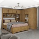 Ver imagem 1 de Guarda-Roupa Casal Modulado 4 Portas com Cama Santiago 3 Portas com Espelho 5 Gavetas Marrom/Cinamomo