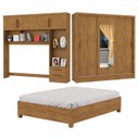 Ver imagem 3 de Guarda-Roupa Casal Modulado 4 Portas com Cama Santiago 3 Portas com Espelho 5 Gavetas Marrom/Cinamomo
