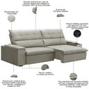 Ver imagem 3 de Sofá Retrátil Reclinável para Sala 4 Lugares 270cm Niels F04 Veludo Bege - Lyam Decor