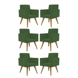 Kit 06 Cadeiras Poltronas Decorativa - Escritório - Recepção Cor:verde - 1