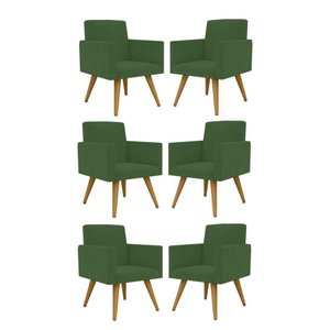 Kit 06 Cadeiras Poltronas Decorativa - Escritório - Recepção Cor:verde
