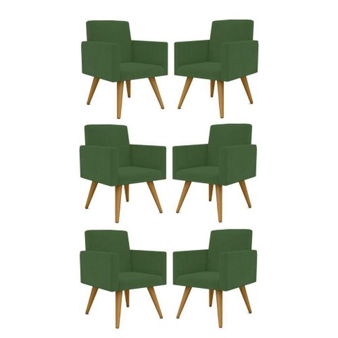 Kit 06 Cadeiras Poltronas Decorativa - Escritório - Recepção Cor:verde
