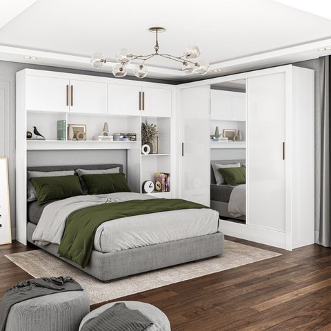 Guarda-Roupa Casal Modulado 4 Portas Santiago 3 Portas Plus 5 Gavetas com Espelho Branco