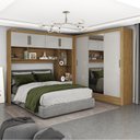 Ver imagem 1 de Guarda-Roupa Casal Modulado 4 Portas Santiago 3 Portas Plus 5 Gavetas com Espelho Bege/Cinamomo/Off White