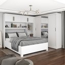 Ver imagem 1 de Guarda-Roupa Casal Modulado 4 Portas com Cama Santiago 3 Portas Plus 5 Gavetas com Espelho Branco