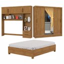 Ver imagem 3 de Guarda-Roupa Casal Modulado 4 Portas com Cama Santiago 3 Portas Plus 5 Gavetas com Espelho Marrom/Cinamomo