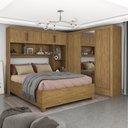 Ver imagem 1 de Guarda-Roupa Casal Modulado 4 Portas com Cama Santiago 3 Portas Plus 5 Gavetas com Espelho Marrom/Cinamomo