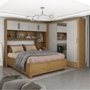 Ver imagem 1 de Guarda-Roupa Casal Modulado 4 Portas com Cama Santiago 3 Portas Plus 5 Gavetas com Espelho Bege/Cinamomo/Off White