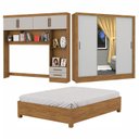 Ver imagem 3 de Guarda-Roupa Casal Modulado 4 Portas com Cama Santiago 3 Portas Plus 5 Gavetas com Espelho Bege/Cinamomo/Off White