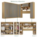 Ver imagem 3 de Guarda-Roupa de Canto Modulado 11 Portas 2 Gavetas Brasil Cinza/Jequitibá/Granizo