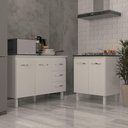 Ver imagem 5 de Balcão para Cooktop 5 Bocas Fran Branco e Armário Bruna 118 Cm Cozinha Gabinete Branco com Tampo