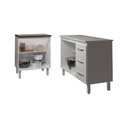 Ver imagem 2 de Balcão para Cooktop 5 Bocas Fran Branco e Armário Bruna 118 Cm Cozinha Gabinete Branco com Tampo
