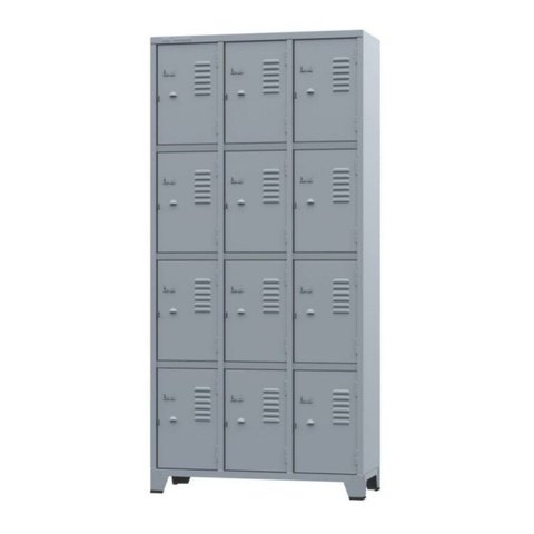 Armário Locker para Vestiário 12 Portas Pequenas Cinza
