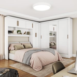 Guarda-roupa Casal Modulado 5 Portas Santiago 3 Portas com Espelho 5 Gavetas