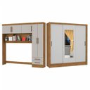 Ver imagem 2 de Guarda-Roupa Casal Modulado 5 Portas Santiago 3 Portas com Espelho 5 Gavetas Bege/Cinamomo/Off White
