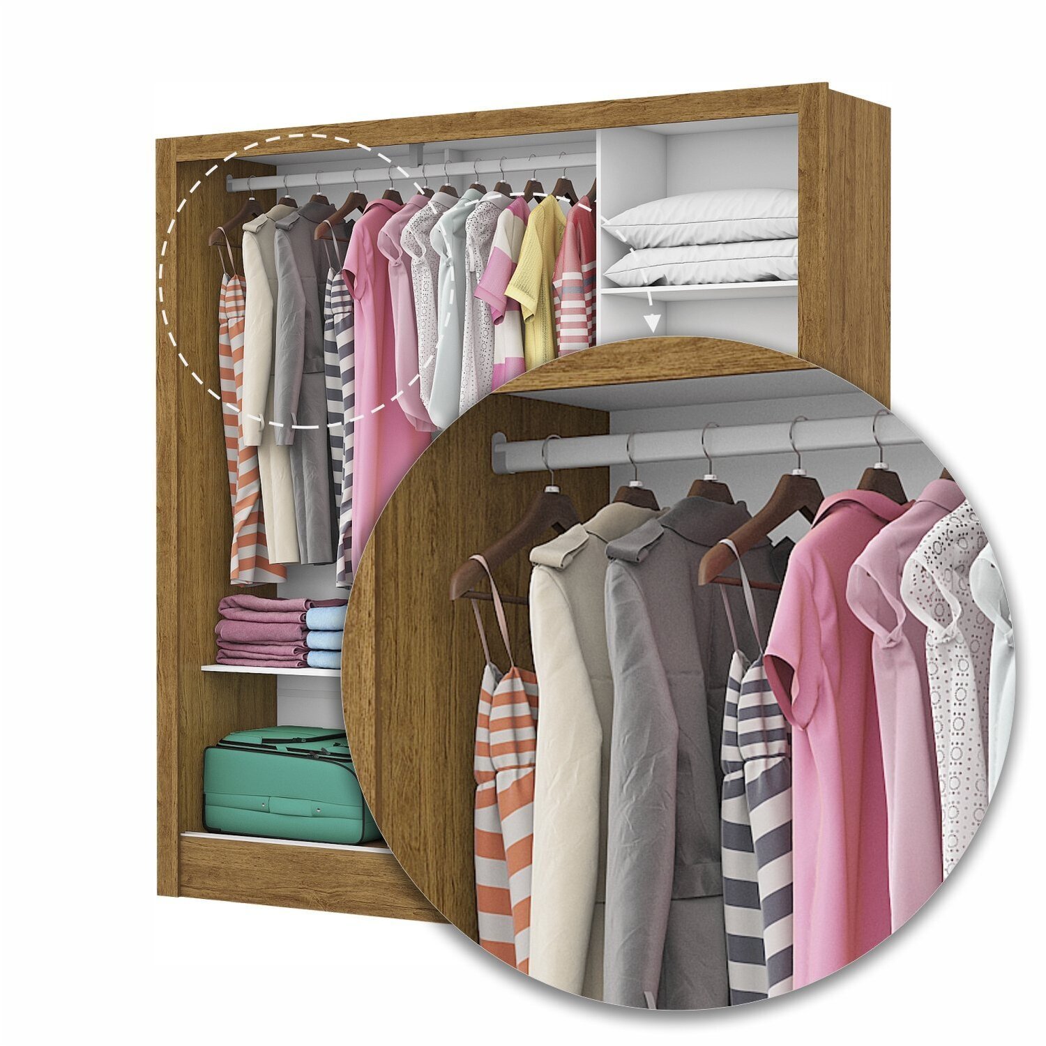 Guarda-roupa Casal Modulado 5 Portas Santiago 3 Portas com Espelho 5 Gavetas - 8