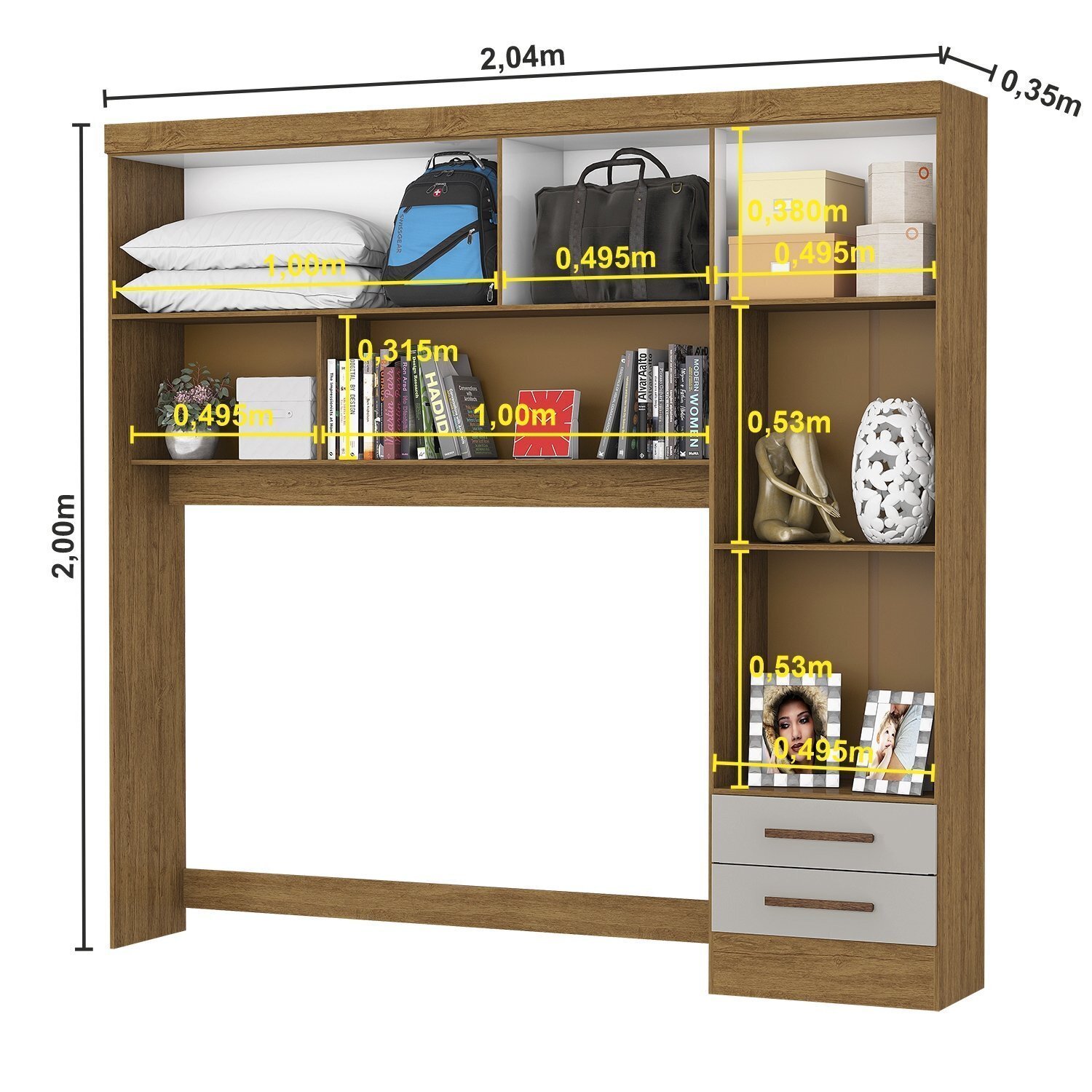 Guarda-roupa Casal Modulado 5 Portas Santiago 3 Portas com Espelho 5 Gavetas - 3