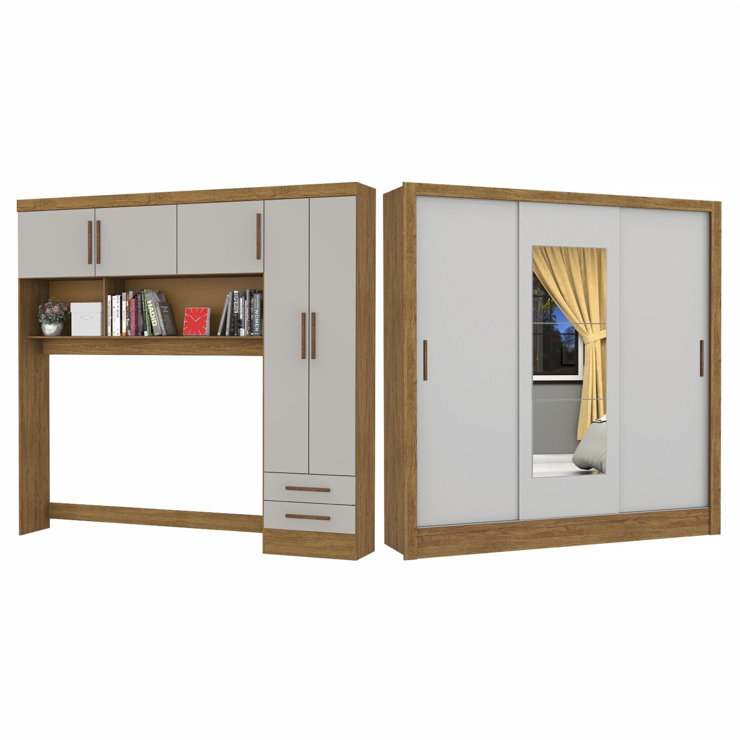 Guarda-roupa Casal Modulado 5 Portas Santiago 3 Portas com Espelho 5 Gavetas - 2