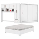 Ver imagem 3 de Guarda-Roupa Casal Modulado 5 Portas com Cama Santiago 3 Portas 5 Gavetas Branco