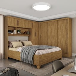 Guarda-roupa Casal Modulado 5 Portas com Cama Santiago 3 Portas 5 Gavetas - 1