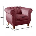 Ver imagem 5 de Sofá Realeza 4 Lugares Fixo 2+1+1 110cm Bordô Suede Estrutura Madeira Bella Decor