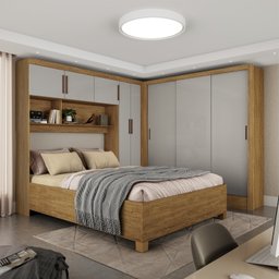 Guarda-roupa Casal Modulado 5 Portas com Cama Santiago 3 Portas 5 Gavetas - 1