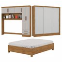 Ver imagem 3 de Guarda-Roupa Casal Modulado 5 Portas com Cama Santiago 3 Portas 5 Gavetas Bege/Cinamomo/Off White