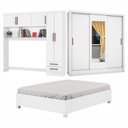 Ver imagem 3 de Guarda-Roupa Casal Modulado 5 Portas com Cama Santiago 3 Portas com Espelho 5 Gavetas Branco